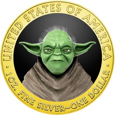 USA CONFIDENT YODA STAR WARS series MOVIE HEROES American Silver Eagle 2020 Walking Liberty $1 Silver coin Gold plated 1 oz